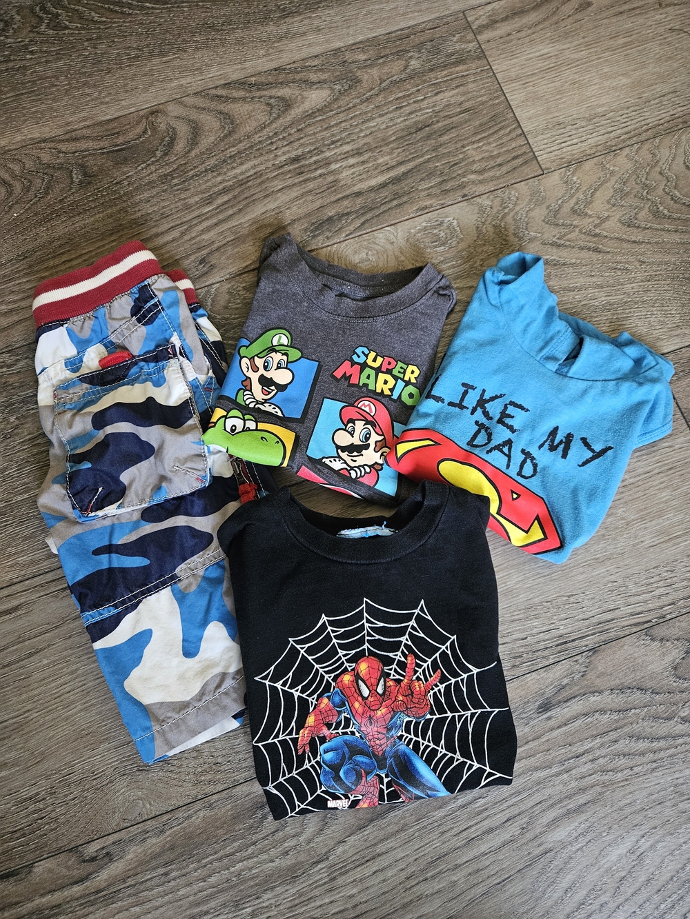 Boys Graphic Tee Bundle - Super Mario, Spider-Man & Superman Colors